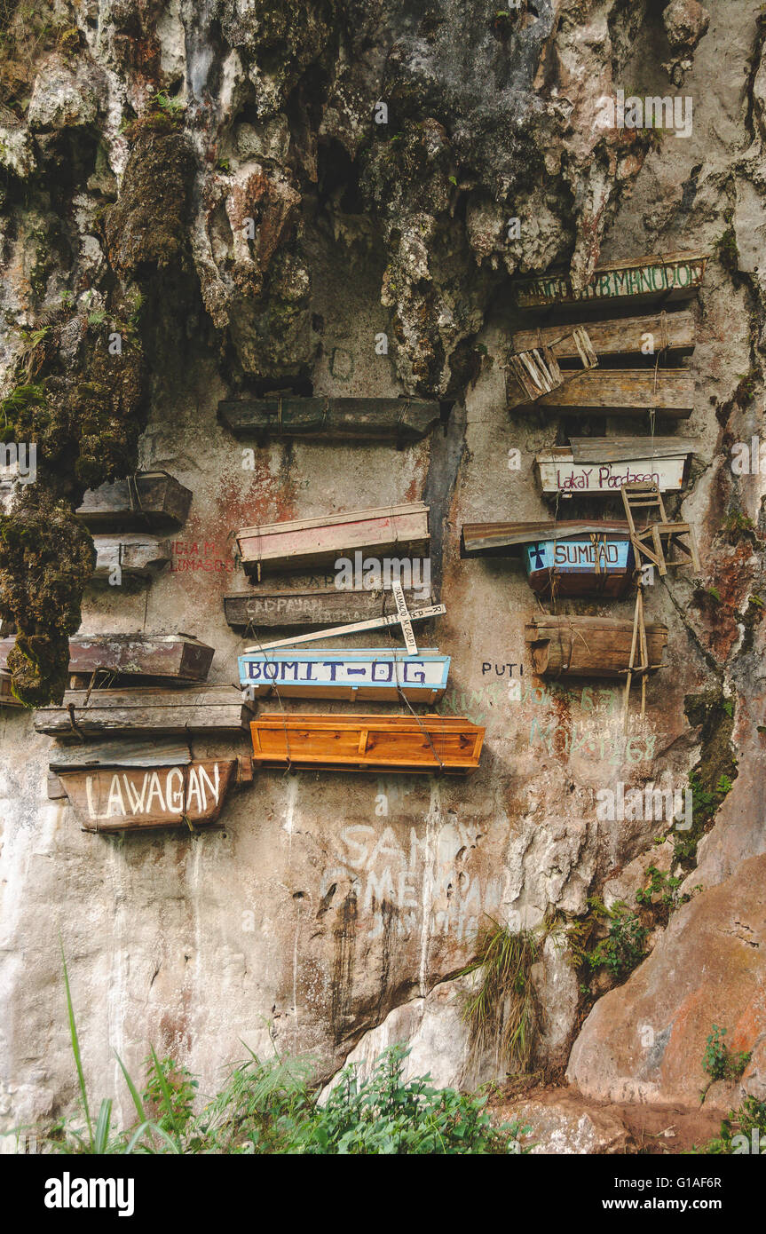 Appendere le bare in Sagada, Luzon settentrionale Foto Stock