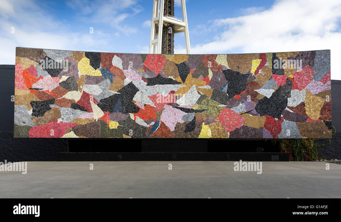 Paolo Horiuchi murale realizzato di vetro veneziano per il 1962 Seattle della fiera del mondo presso il centro di Seattle Foto Stock