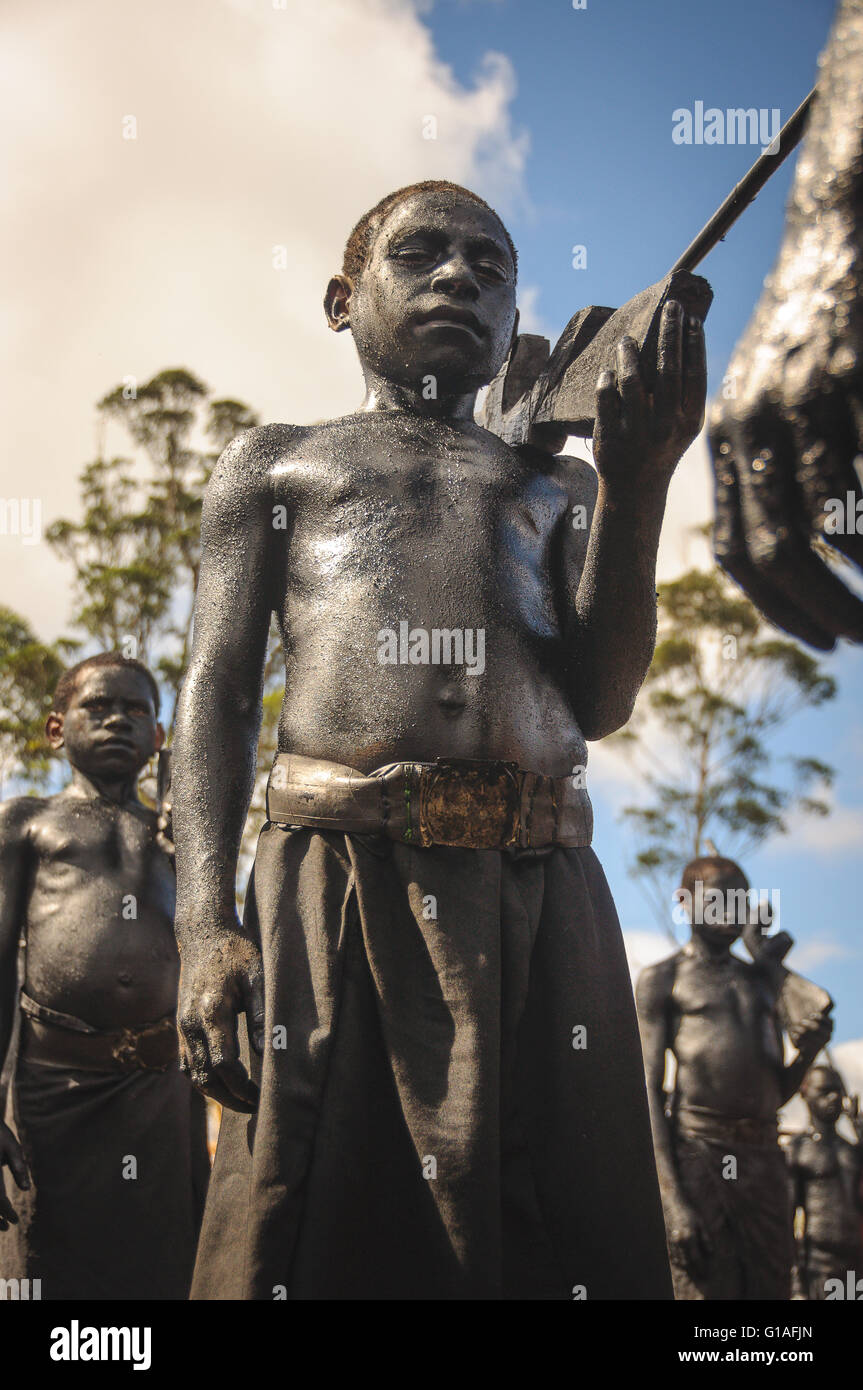 Il Baiyer Marching Gruppo in Mt Hagen, Papua Nuova Guinea Foto Stock