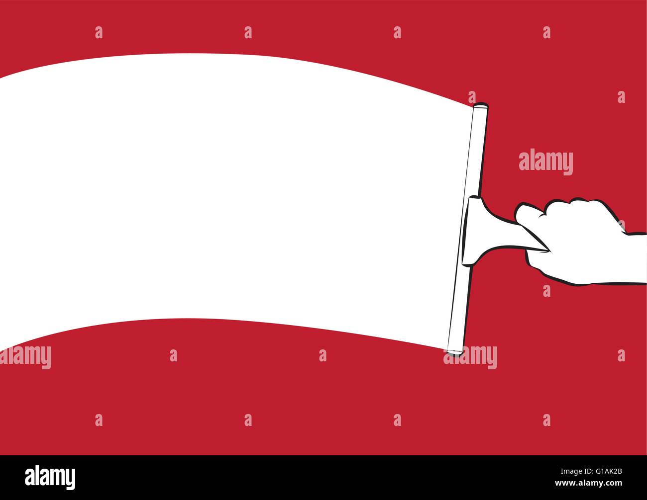 Illustrazione vettoriale di una pulitura a mano uno sfondo bianco stripe su sfondo rosso Illustrazione Vettoriale