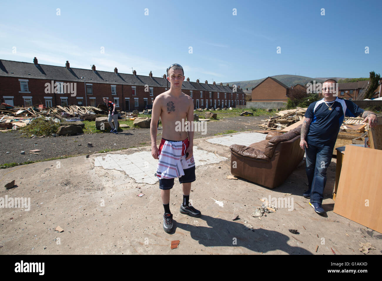 Comunità protestante su Shankill Road zona di Belfast, Irlanda del Nord, Regno Unito Foto Stock