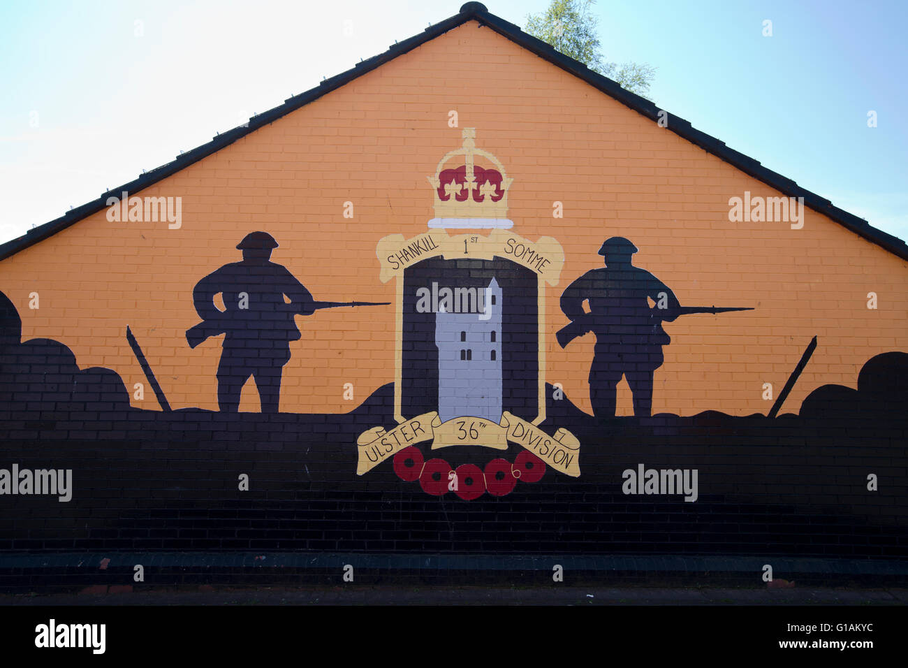 Comunità protestante su Shankill Road zona di Belfast, Irlanda del Nord, Regno Unito Foto Stock