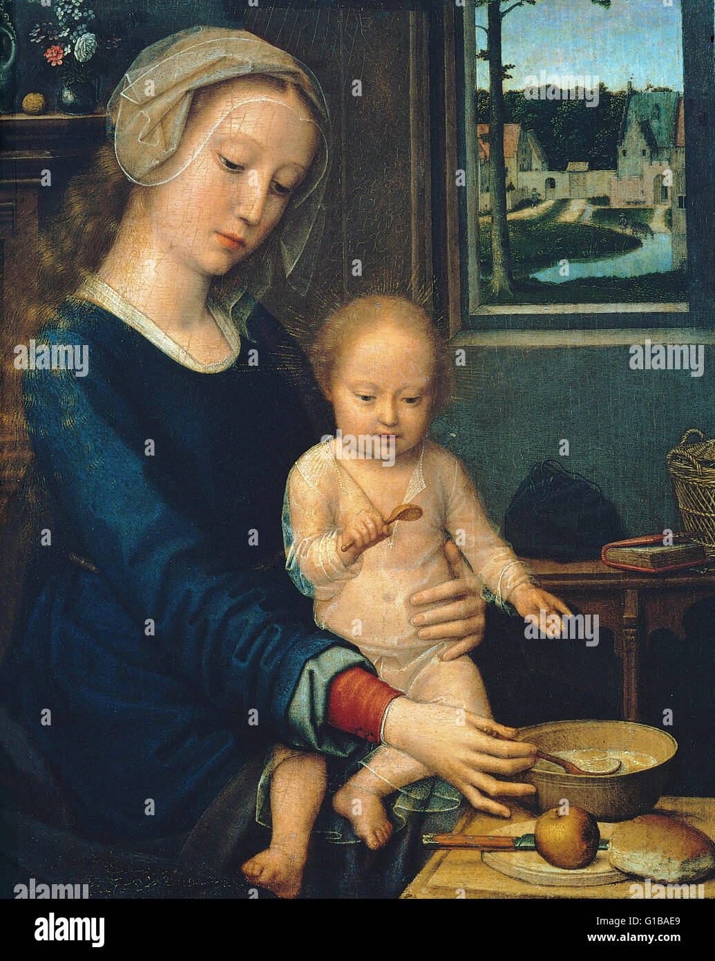 Gerard David - Madonna con Bambino e la zuppa di latte - Musei di Strada Nuova Genova Foto Stock