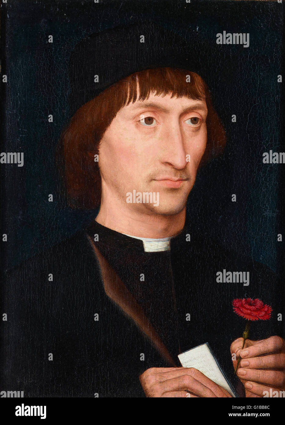 Hans Memling - Ritratto di un uomo con una rosa - la Morgan Library Foto Stock
