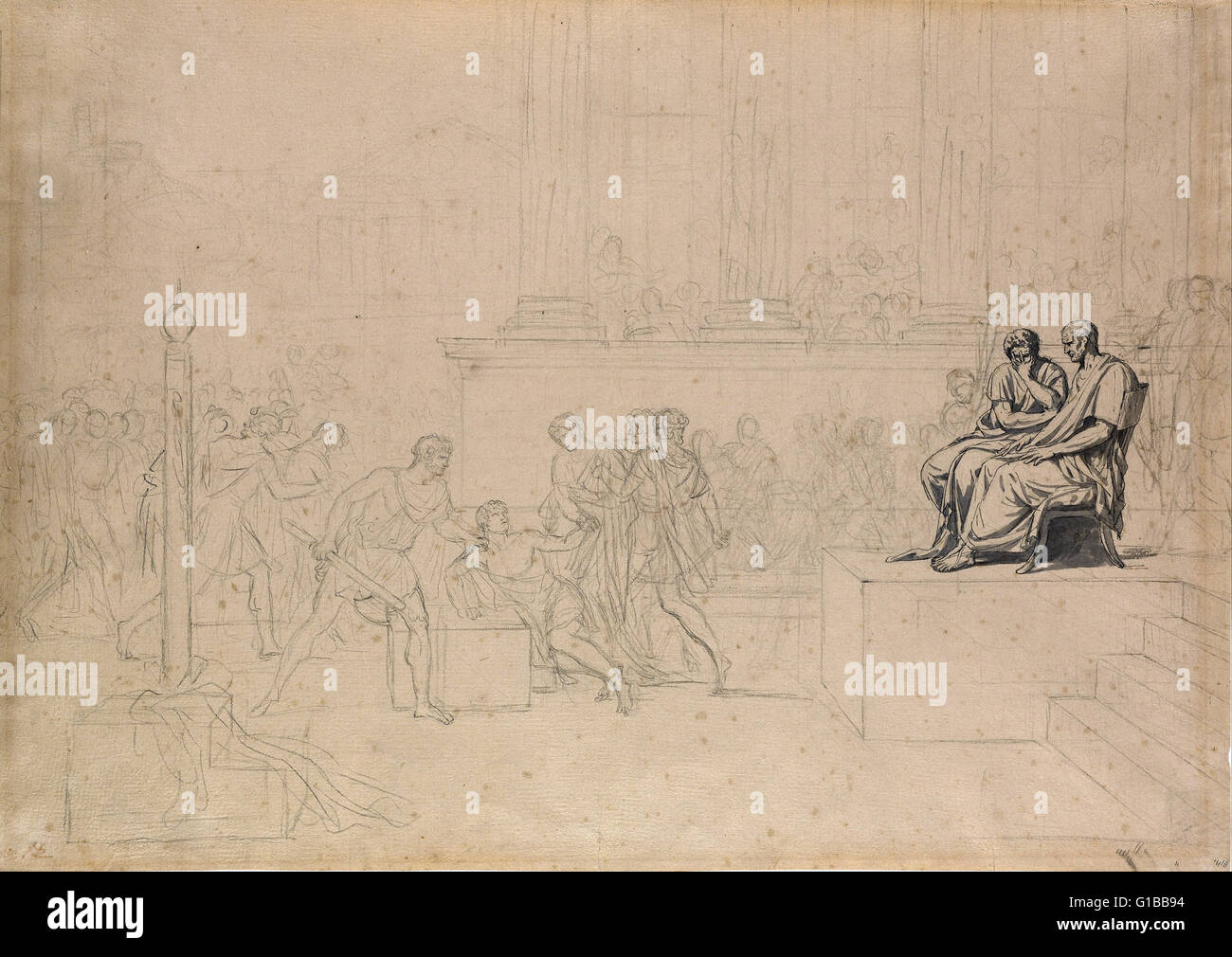 Jacques Louis David - Studio per l'esecuzione dei figli di Bruto - la Morgan Library Foto Stock