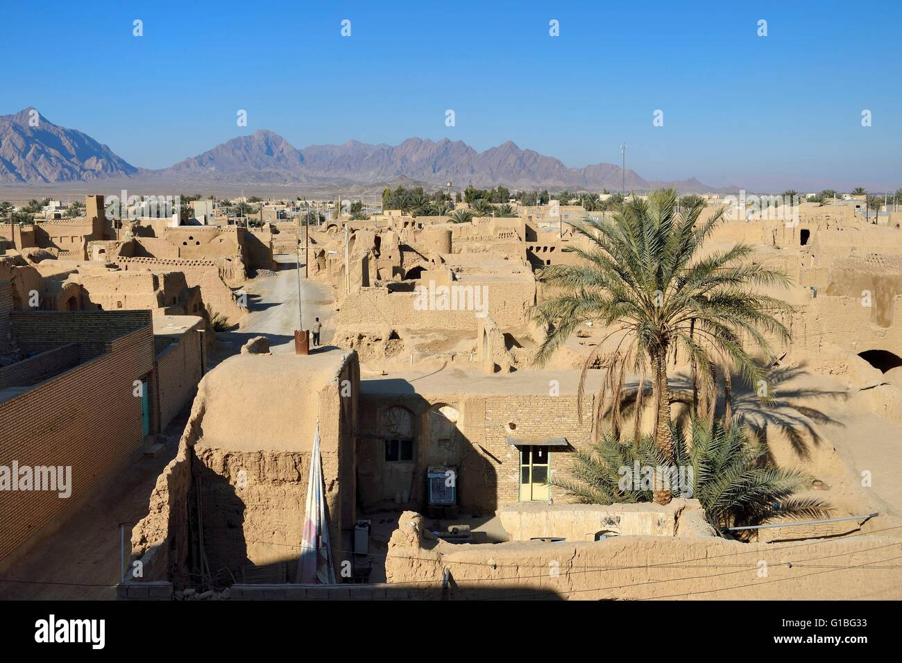 Iran, provincia di Isfahan, Dasht-e Kavir deserto, Khur e Biabanak County, Bayazeh old town Foto Stock