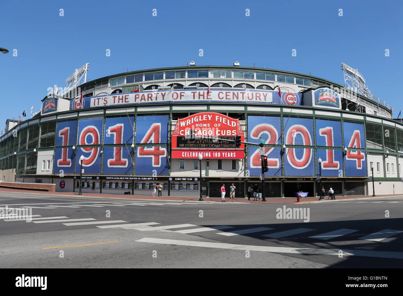 Questa è una foto di Chicago Wrigley Field prese il suo centesimo anniversario. Foto Stock
