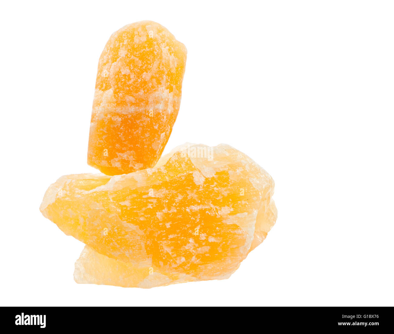 Isolted equilibrato calcite arancione pietre curative Foto Stock