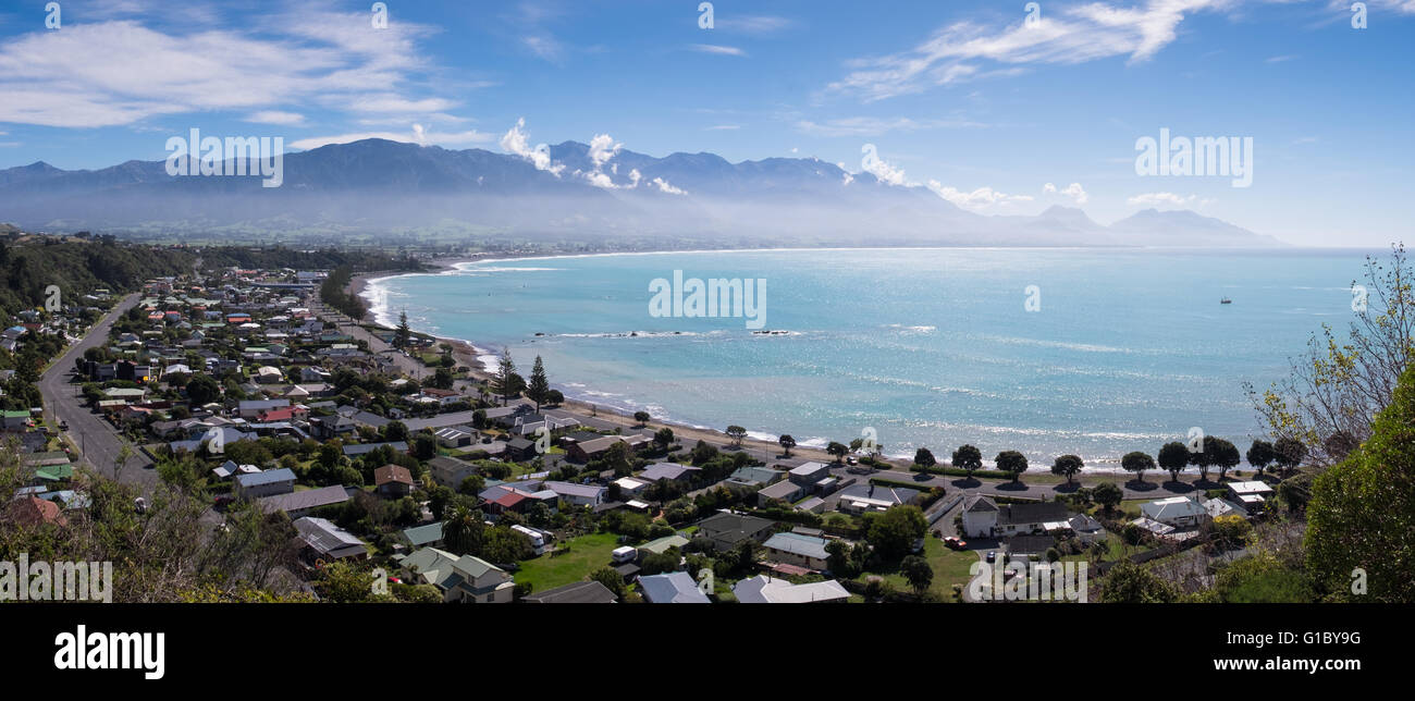 La vista dal sentiero che conduce al belvedere di Kaikoura nell'Isola Sud della Nuova Zelanda Foto Stock