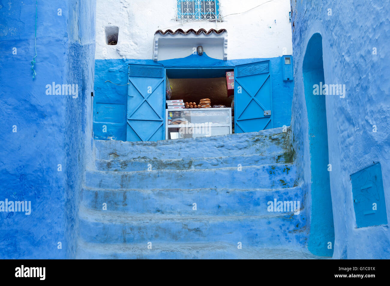 Blue Medina di Chefchaouen, Marocco Foto Stock