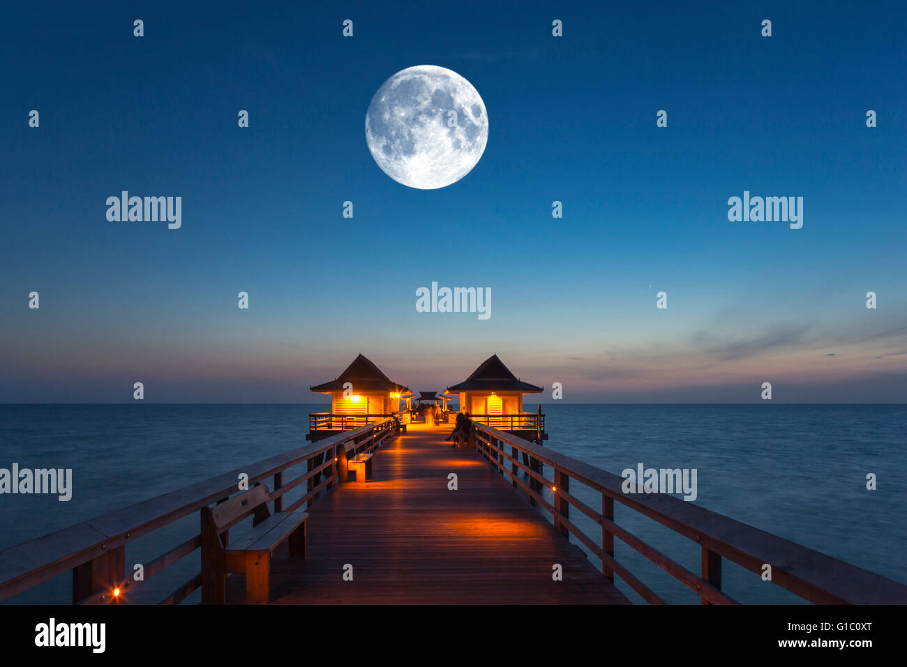 2016 STORICO NAPLES PIER NAPLES COLLIER COUNTY FLORIDA Foto Stock