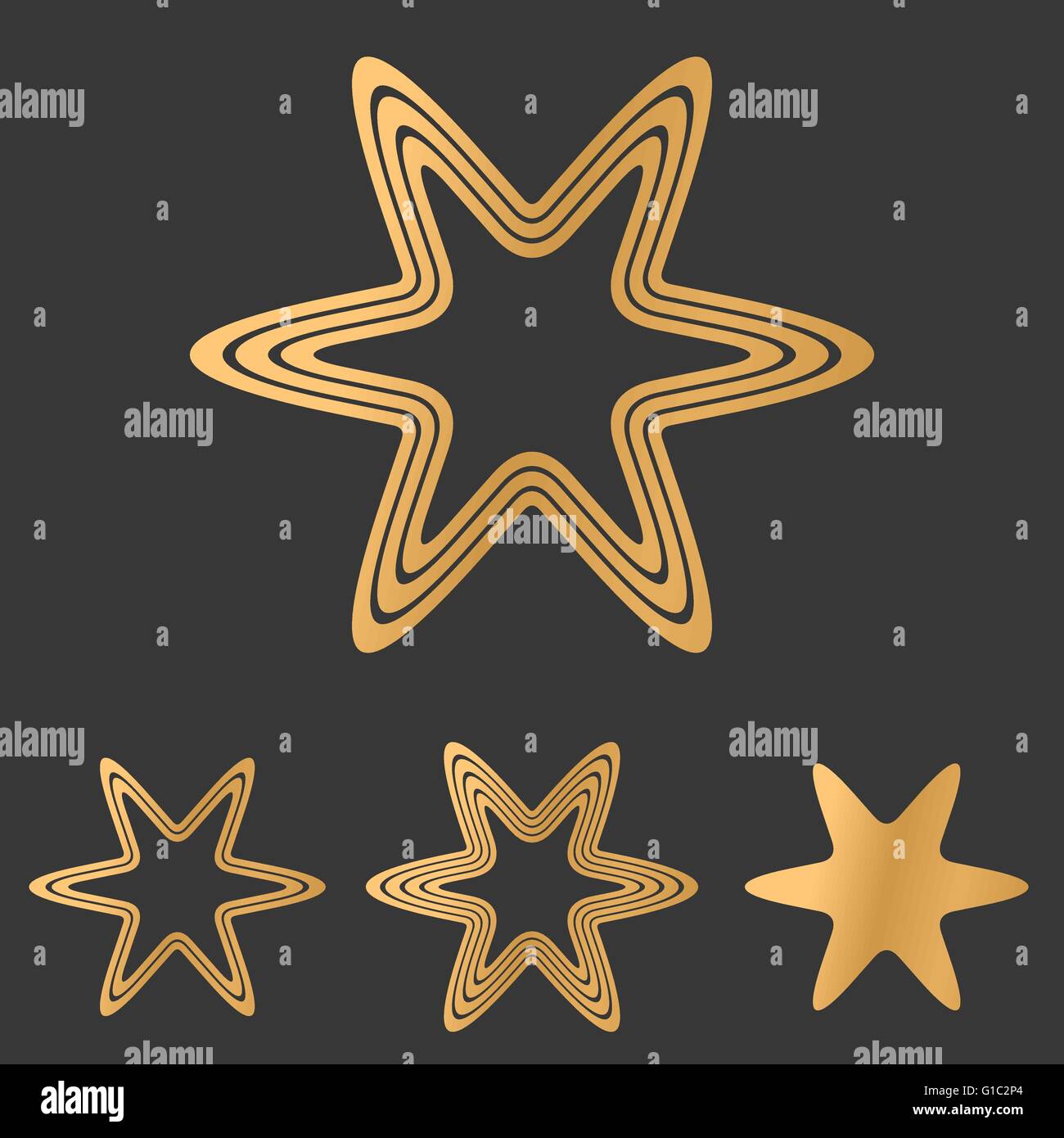 Linea di bronzo star logo design set Illustrazione Vettoriale
