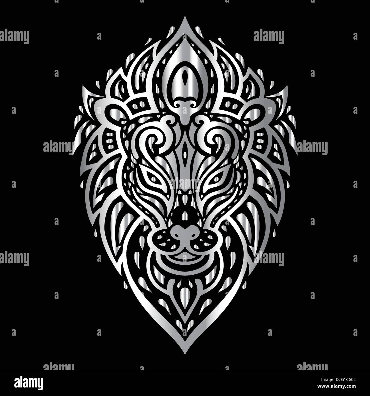 Lions Head. Disegno tribale. Illustrazione Vettoriale