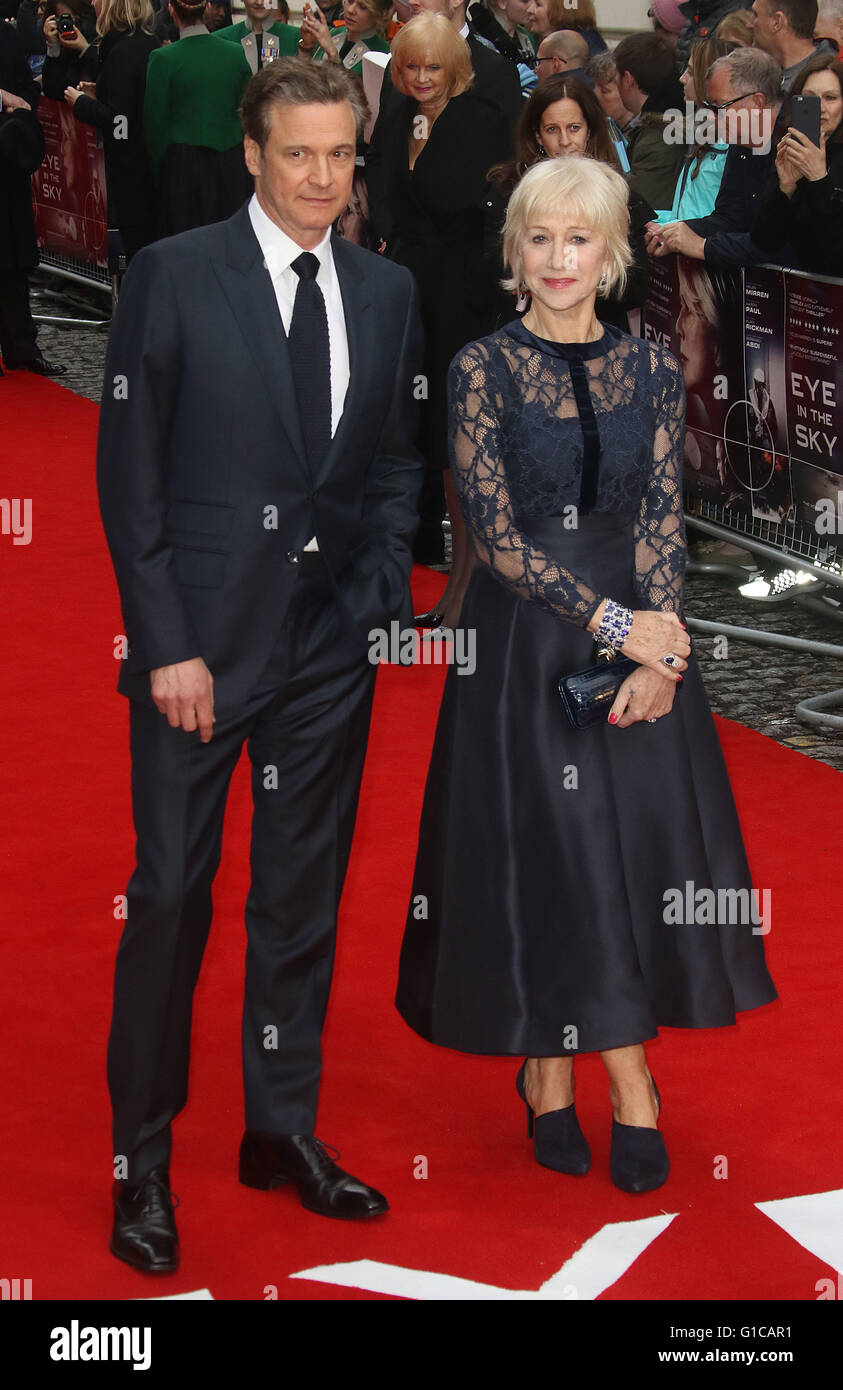 Aprile 11, 2016 - Colin Firth e Dame Helen Mirren frequentando l'occhio nel cielo UK Premiere a Curzon, Mayfair di Londra, Regno Unito. Foto Stock