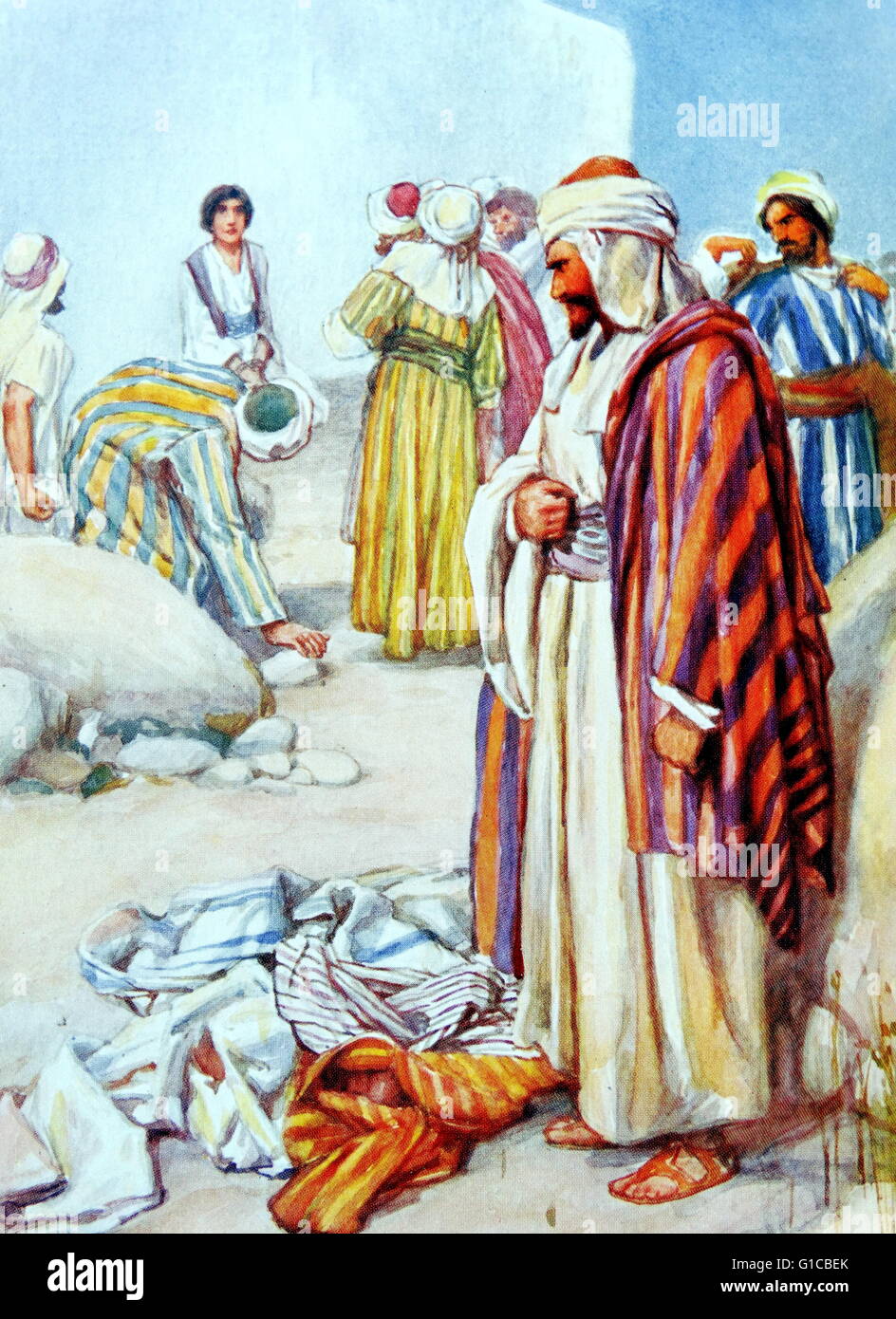 Dipinto raffigurante la lapidazione di Santo Stefano. Foto Stock