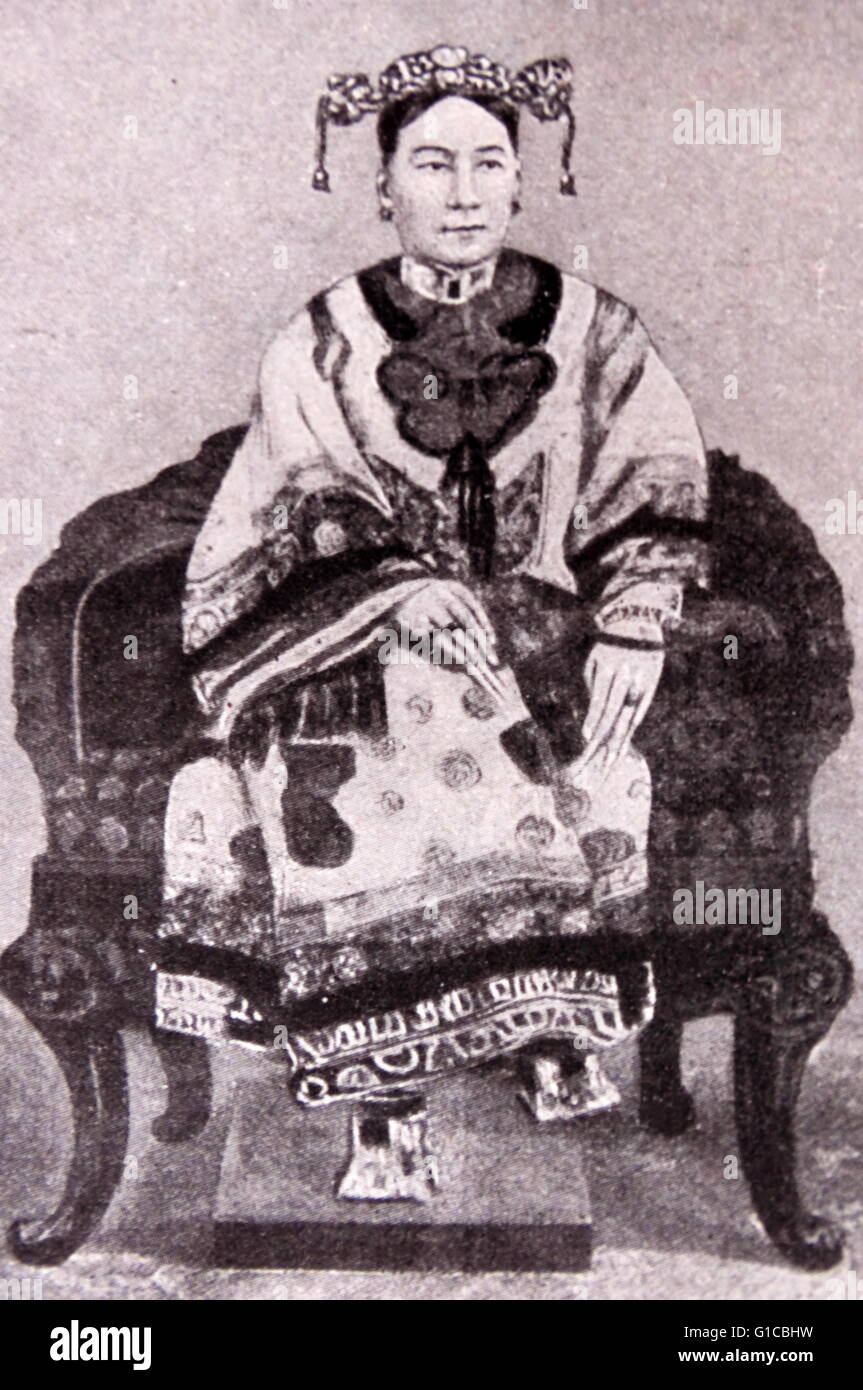 La pittura di Empress Dowager Cixi (1835-1908) un cinese Empress Dowager e regent che ha controllato efficacemente il governo cinese alla fine della dinastia Qing per 47 anni dal 1861 fino alla sua morte nel 1908. Foto Stock