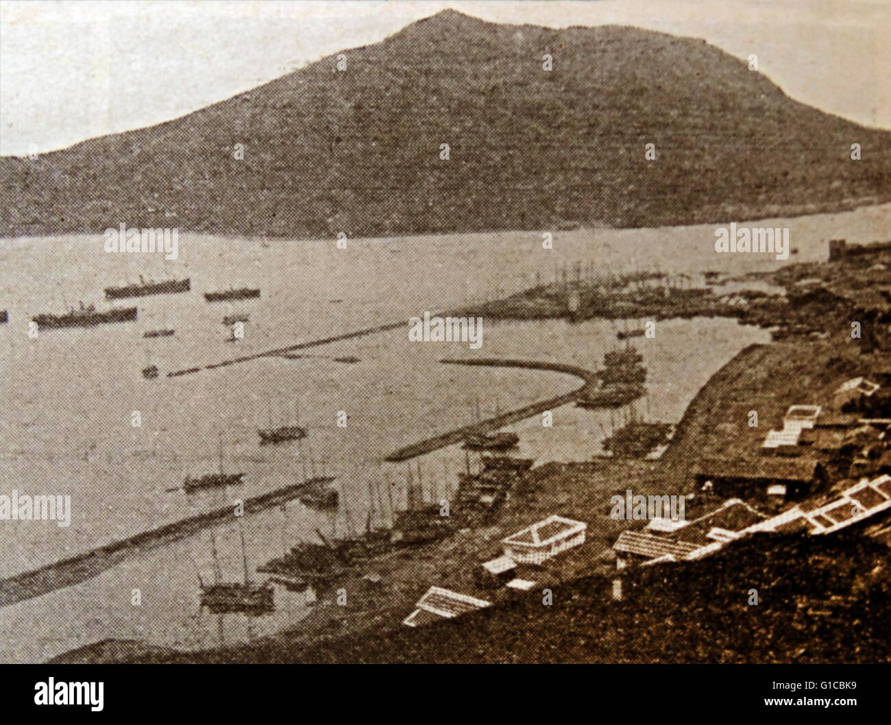 Stampa fotografica del Porto di Fusan. Datata del XIX secolo Foto Stock