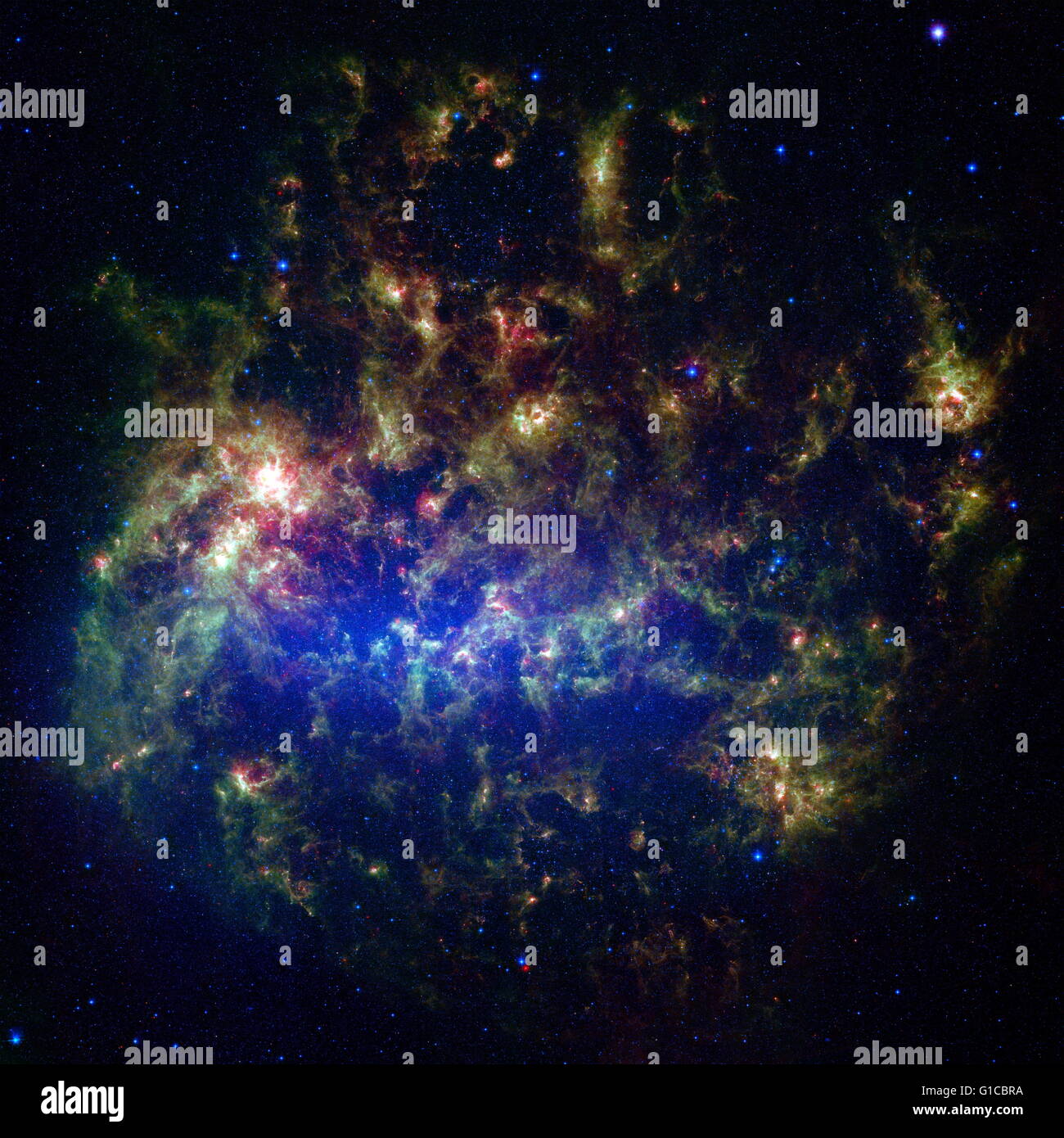 Immagine composita della grande Magellanic Cloud, un satellite galaxy per la nostra Via Lattea, dalla NASA il telescopio spaziale Spitzer. Datata 2003 Foto Stock