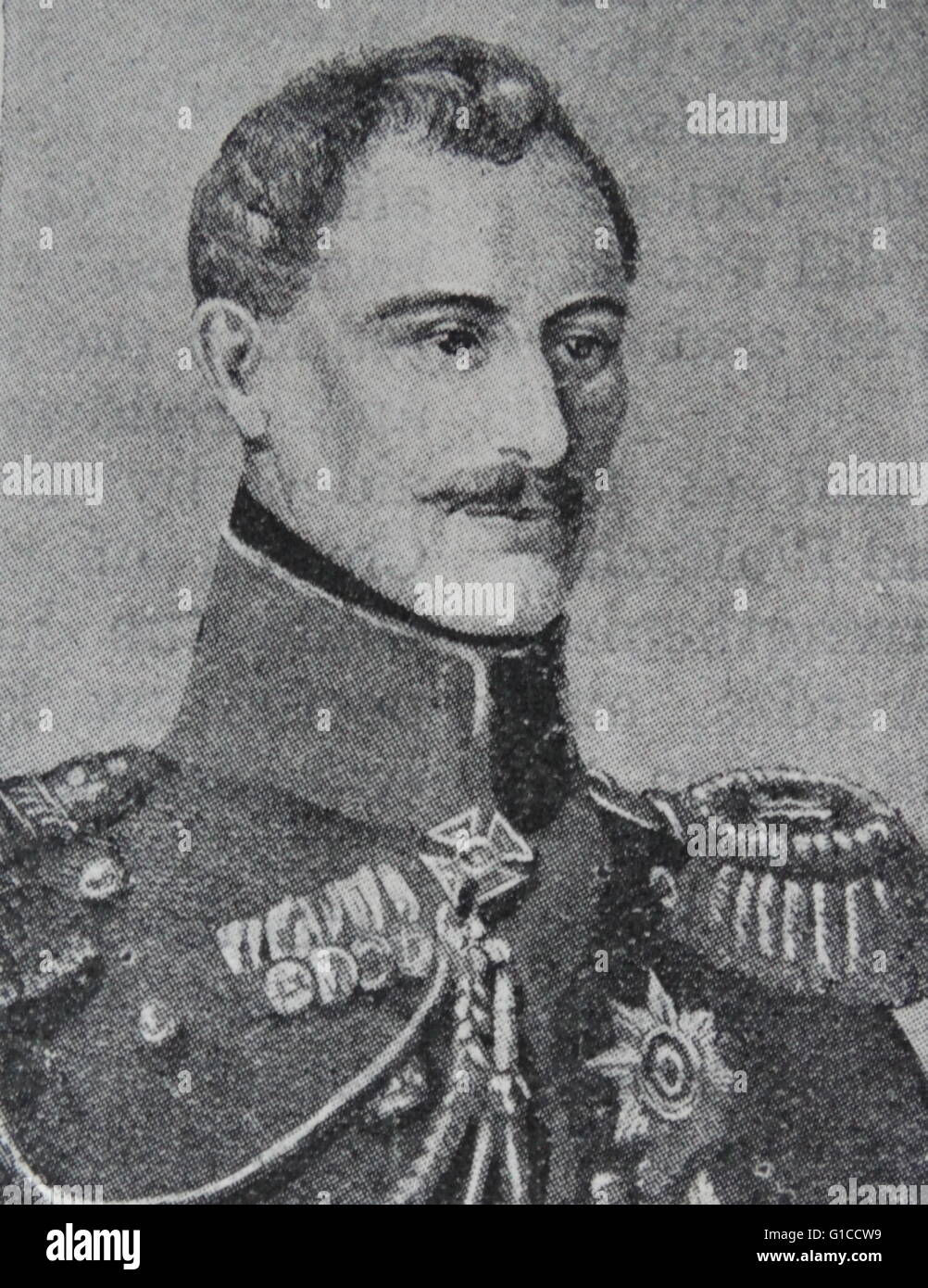Ritratto di Alexander Sergeyevich Menšikov (1787-1869) un nobile finno-russa, comandante militare e statista. Datata del XIX secolo Foto Stock