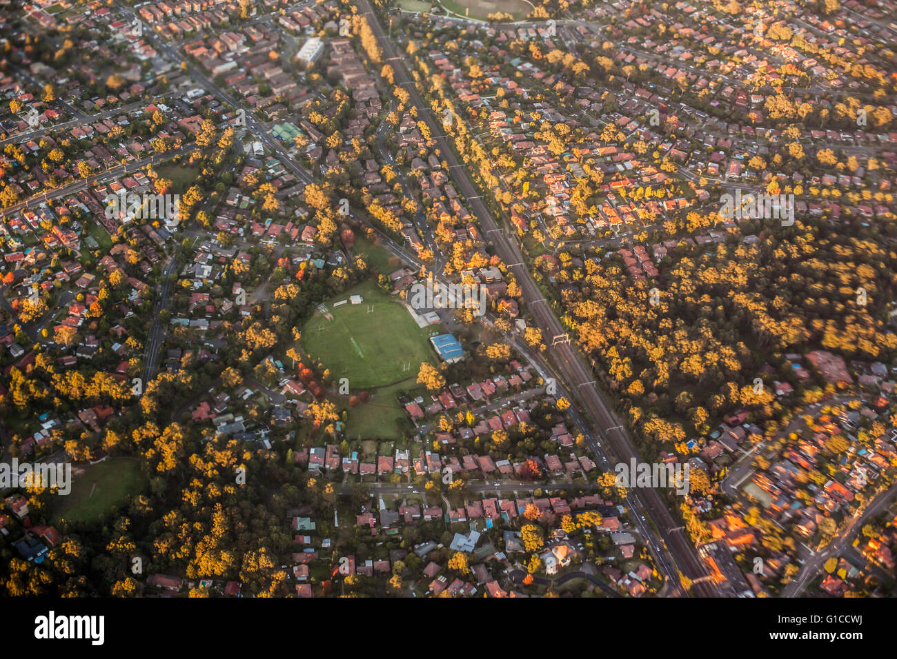 Vista aerea della periferia di Sydney, Australia Foto Stock