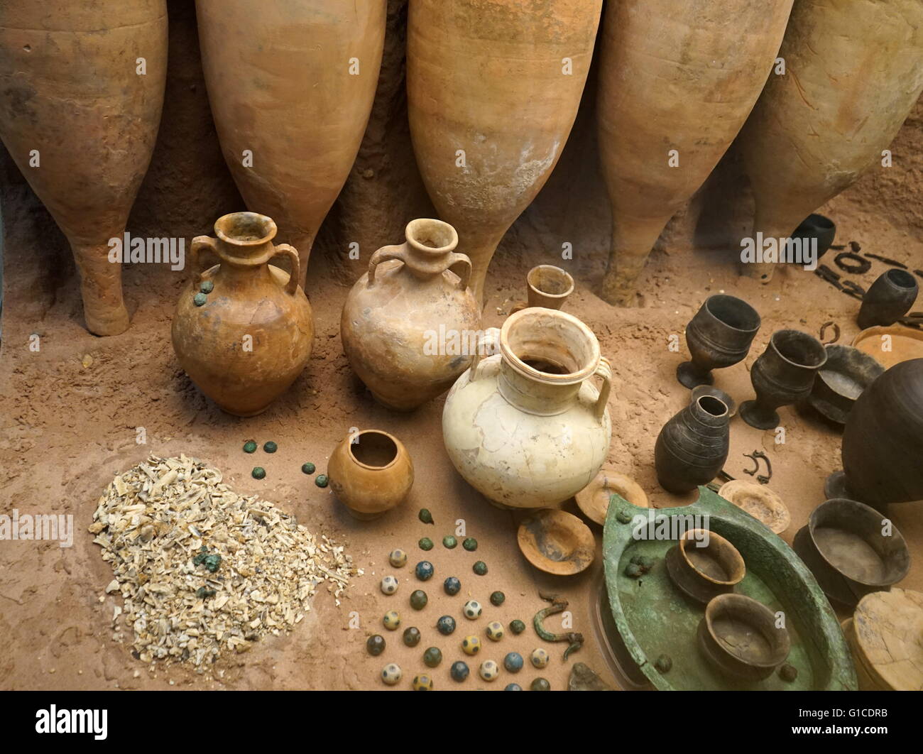 La ricostruzione delle più ricche di età di ferro trovato sepoltura in Gran Bretagna. Scoperto a Welwyn Garden City Hertfordshire. Datato I secolo A.C. Foto Stock
