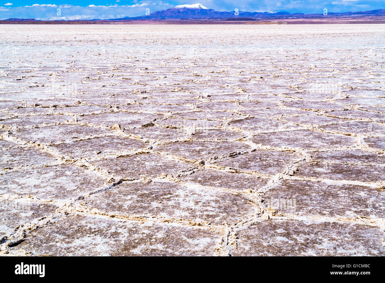 Vista di Uyuni distesa di sale, la più grande del mondo saline a Uyuni, Bolivia Foto Stock