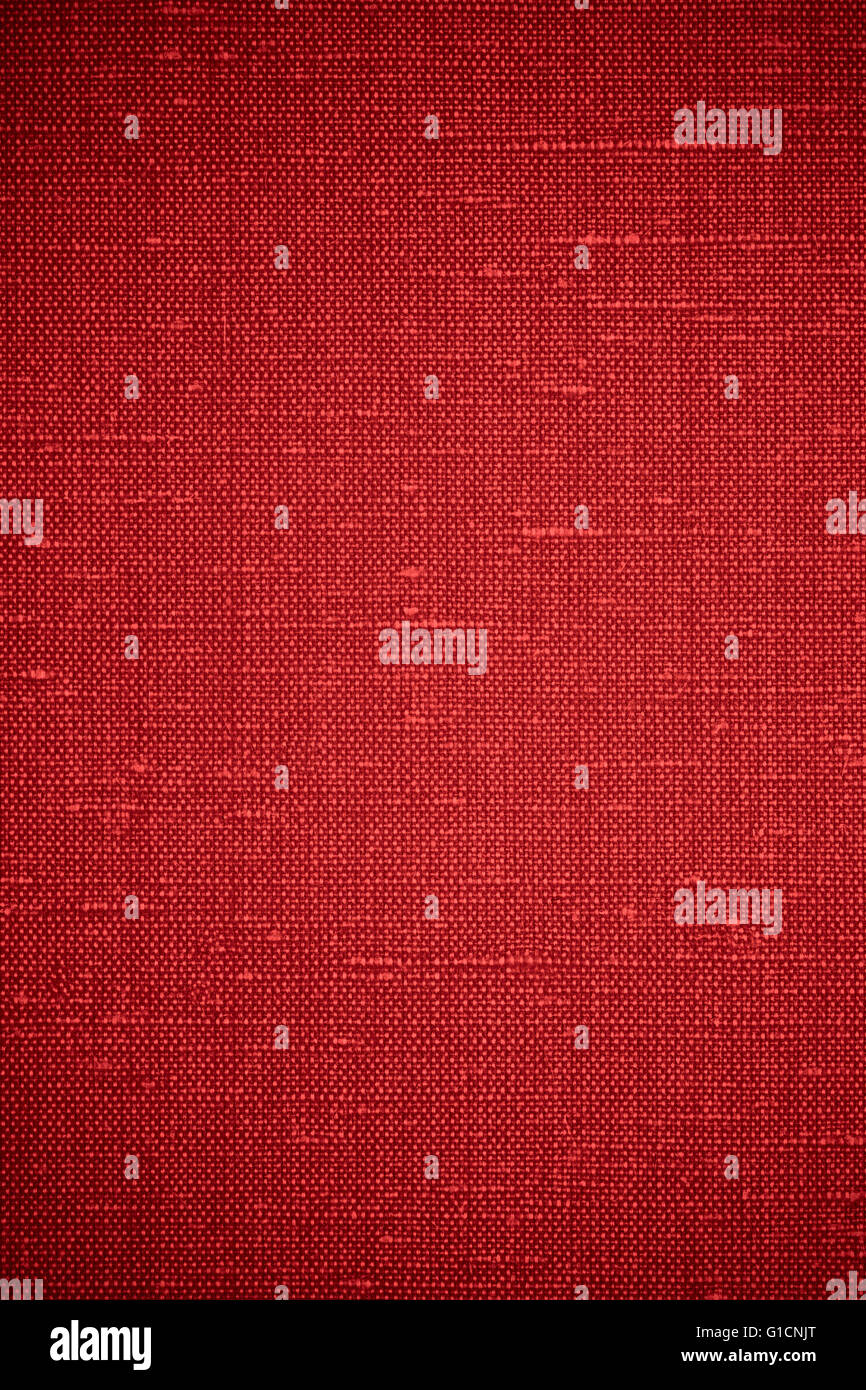 Rosso sfondo di lino o tessuto di consistenza Foto Stock