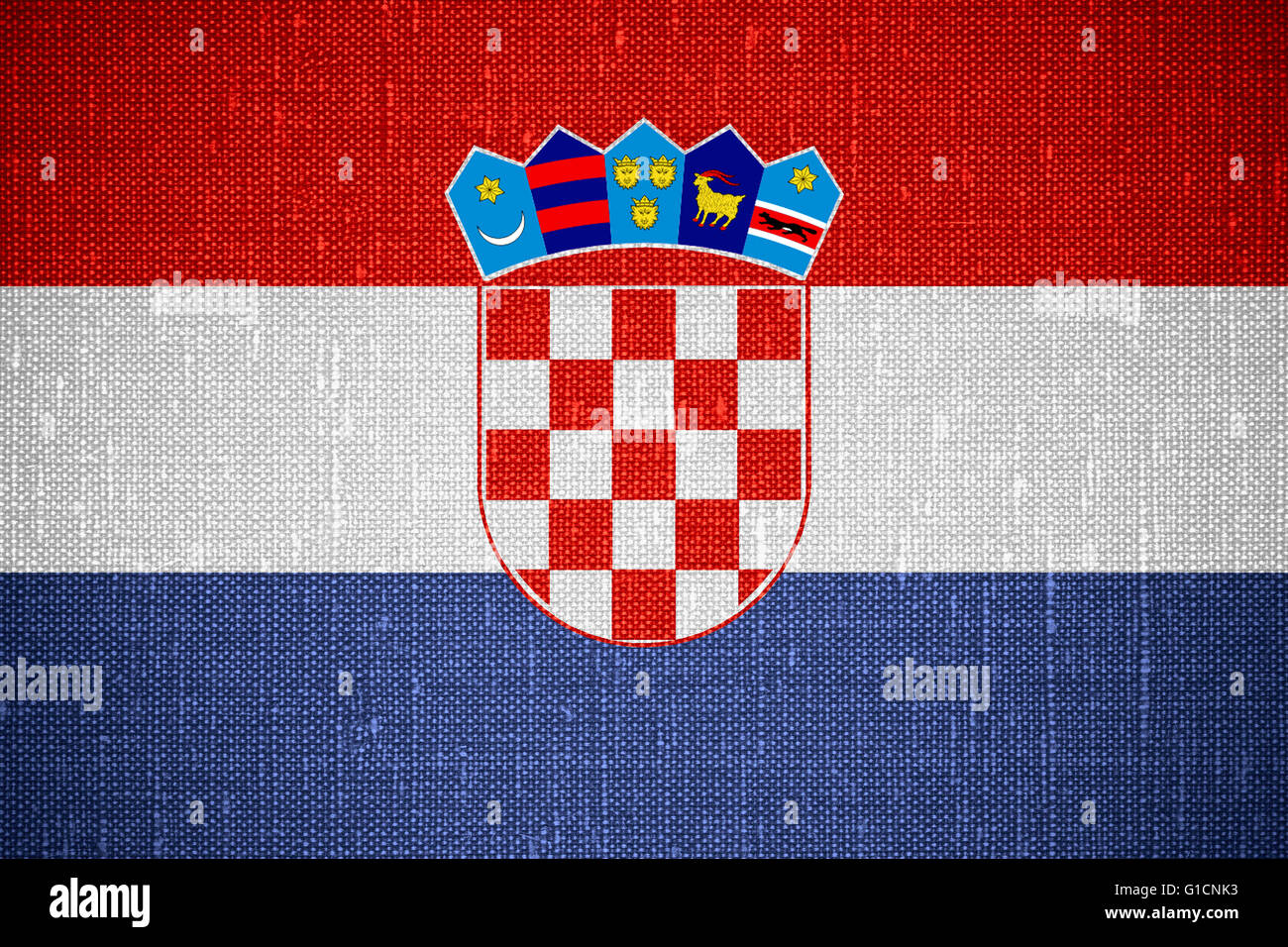 Bandiera della Croazia o il croato banner su sfondo cnavas Foto Stock