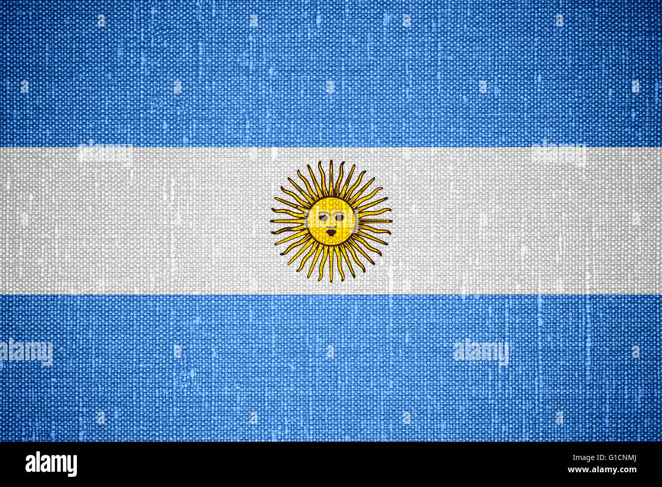 Bandiera dell'Argentina Argentina o banner su sfondo cnavas Foto Stock