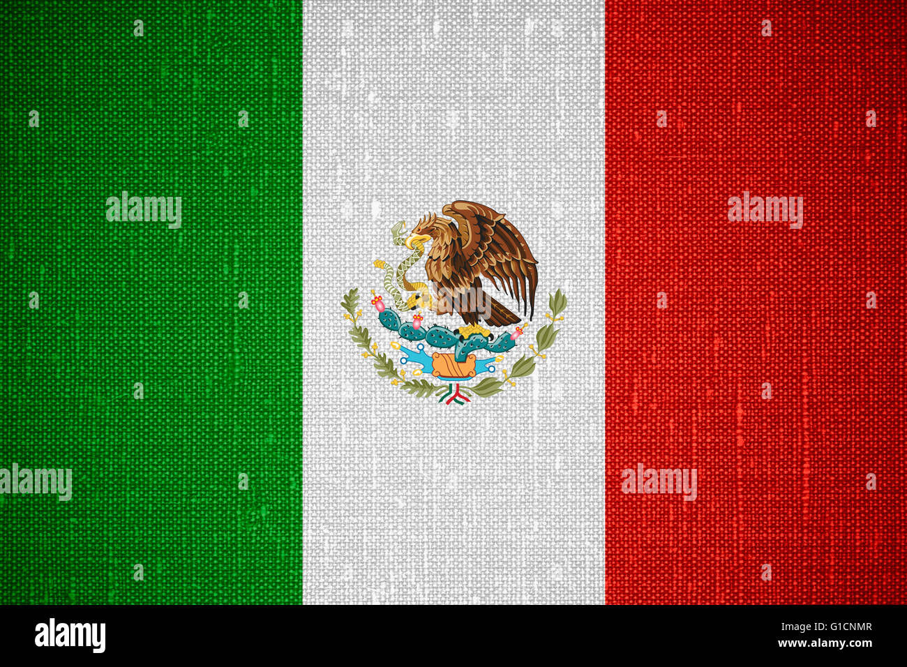 Bandiera del Messico o messicano banner su sfondo cnavas Foto Stock