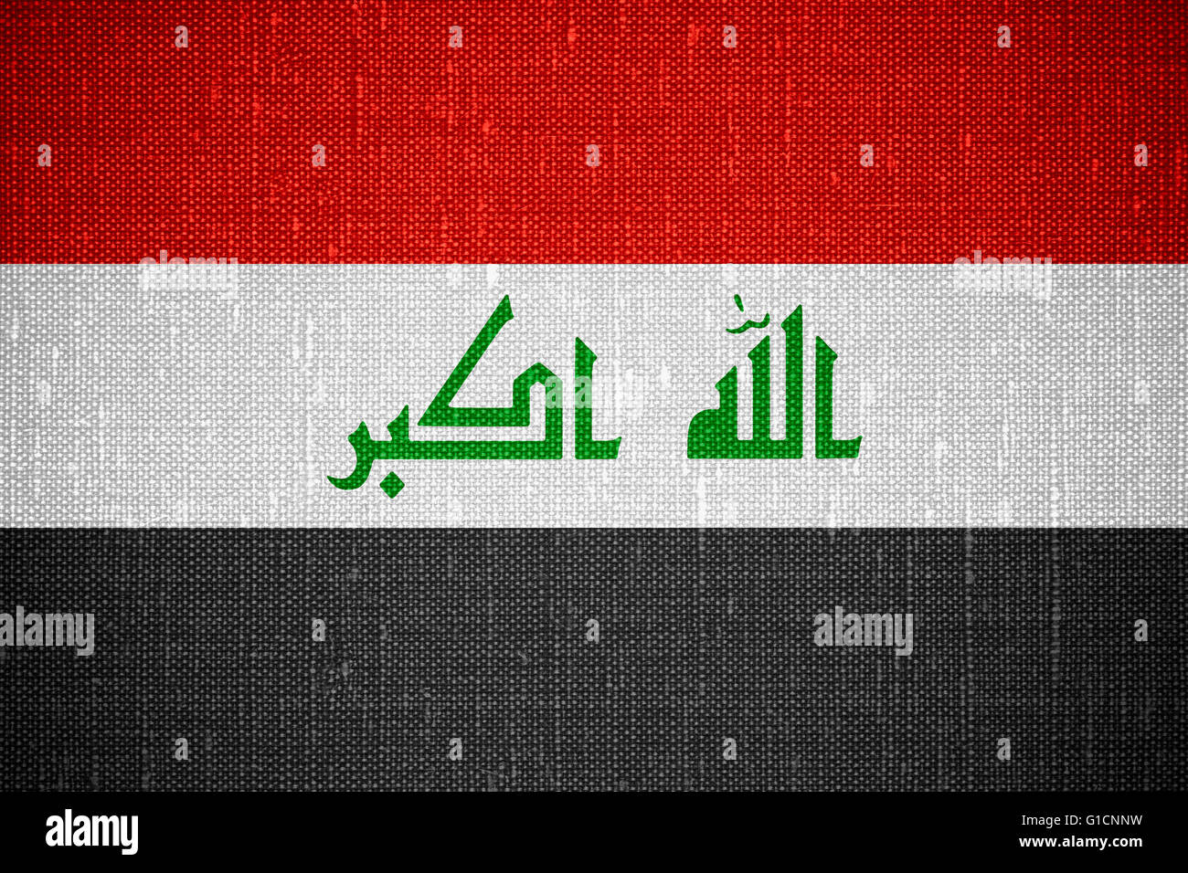 Bandiera dell'Iraq o irachena banner su sfondo cnavas Foto Stock