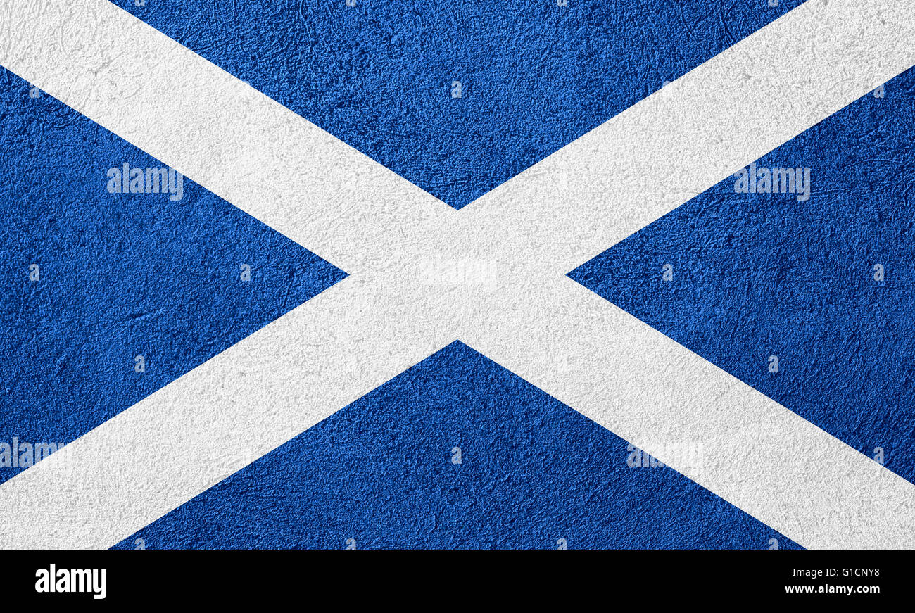 Bandiera della Scozia o Scottish banner su sfondo di pietra Foto Stock