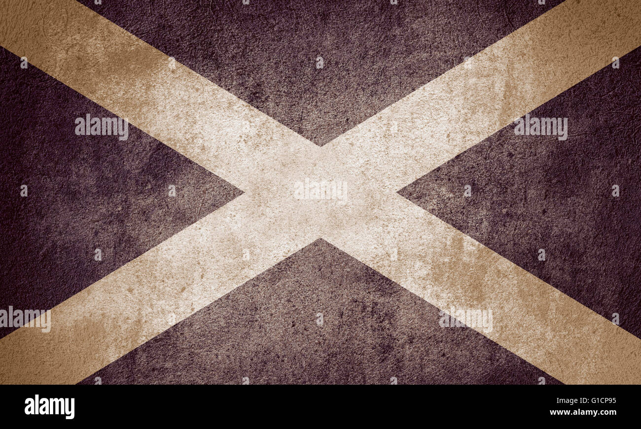 Bandiera della Scozia o Scottish banner su sfondo di pietra Foto Stock