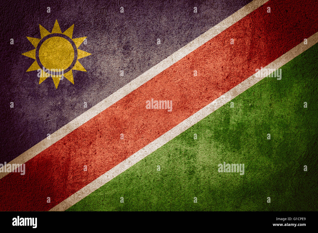 Bandiera della Namibia Namibia o banner sul modello ruvida sfondo Foto Stock