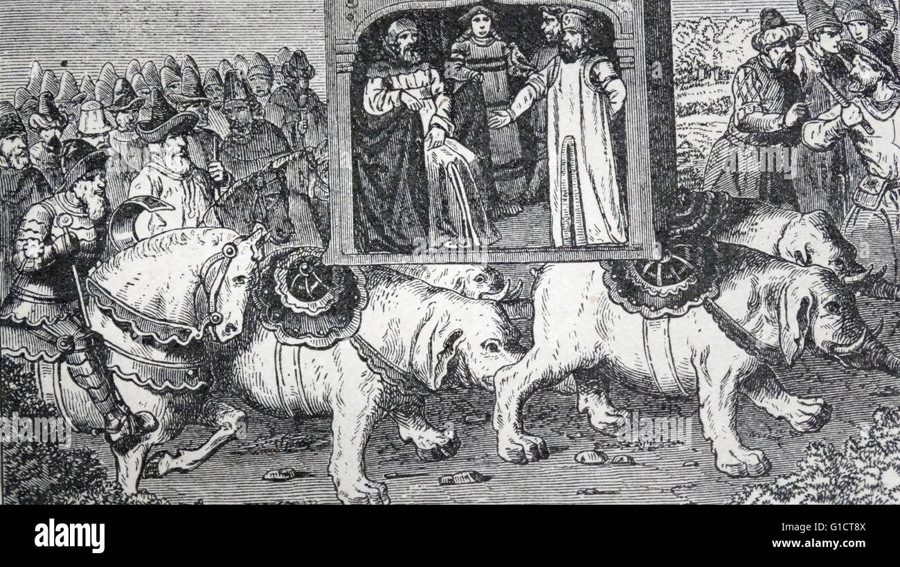 Kublai Khan (1215 - 1294); (Gran Khan) dell'Impero Mongolo dal 1260 al 1294 fu fondata la dinastia Yuan in Cina come una conquista dinastia nel 1271; e governate come il primo imperatore Yuan fino alla sua morte nel 1294. Foto Stock