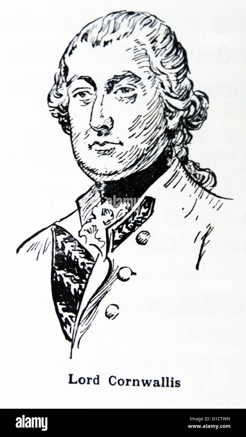 Charles Cornwallis; (1738 - 1805); Earl Cornwallis. Ufficiale dell'esercito britannico e amministratore coloniale. Uno dei principali generali britannici nella guerra di indipendenza americana. Foto Stock