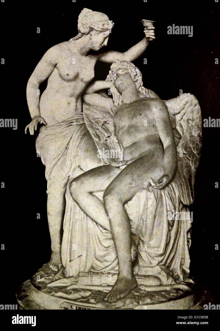 Scultura di "Amore e Psiche' da François-Nicolas Delaistre (1746-1832) uno scultore francese. Datata xviii secolo Foto Stock