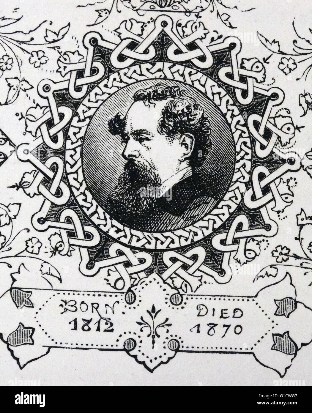 Incisi ritratto di Charles John Huffam Dickens (1812-1870) uno scrittore inglese e critico sociale. Datata del XIX secolo Foto Stock