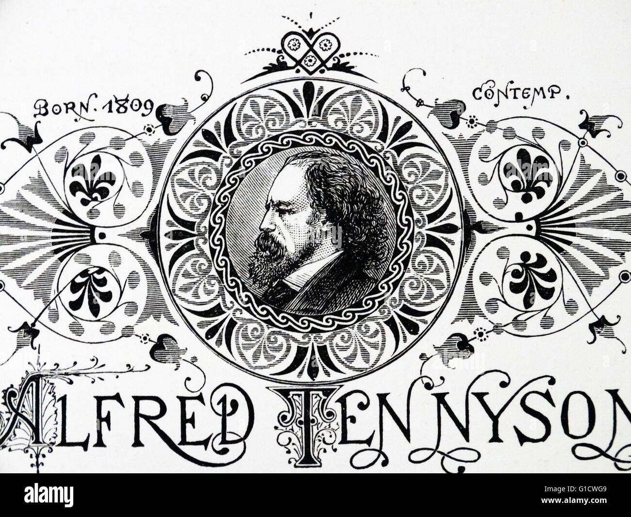 Ritratto inciso del signore di Alfred Tennyson (1809-1892) poeta laureato di Gran Bretagna e Irlanda. Datata del XIX secolo Foto Stock