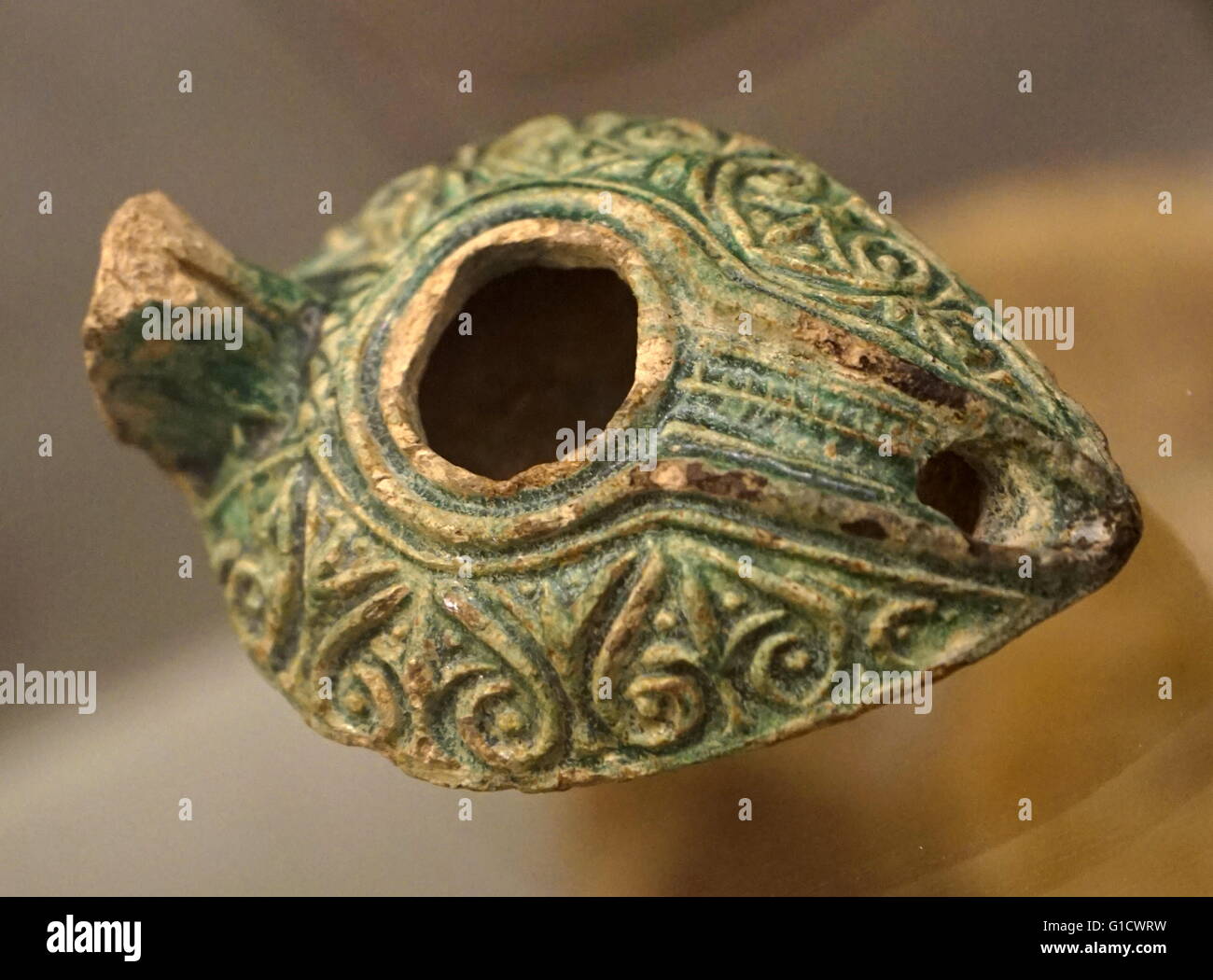 Ceramica lampade ad olio dalla Siria. Datata VIII SECOLO Foto Stock