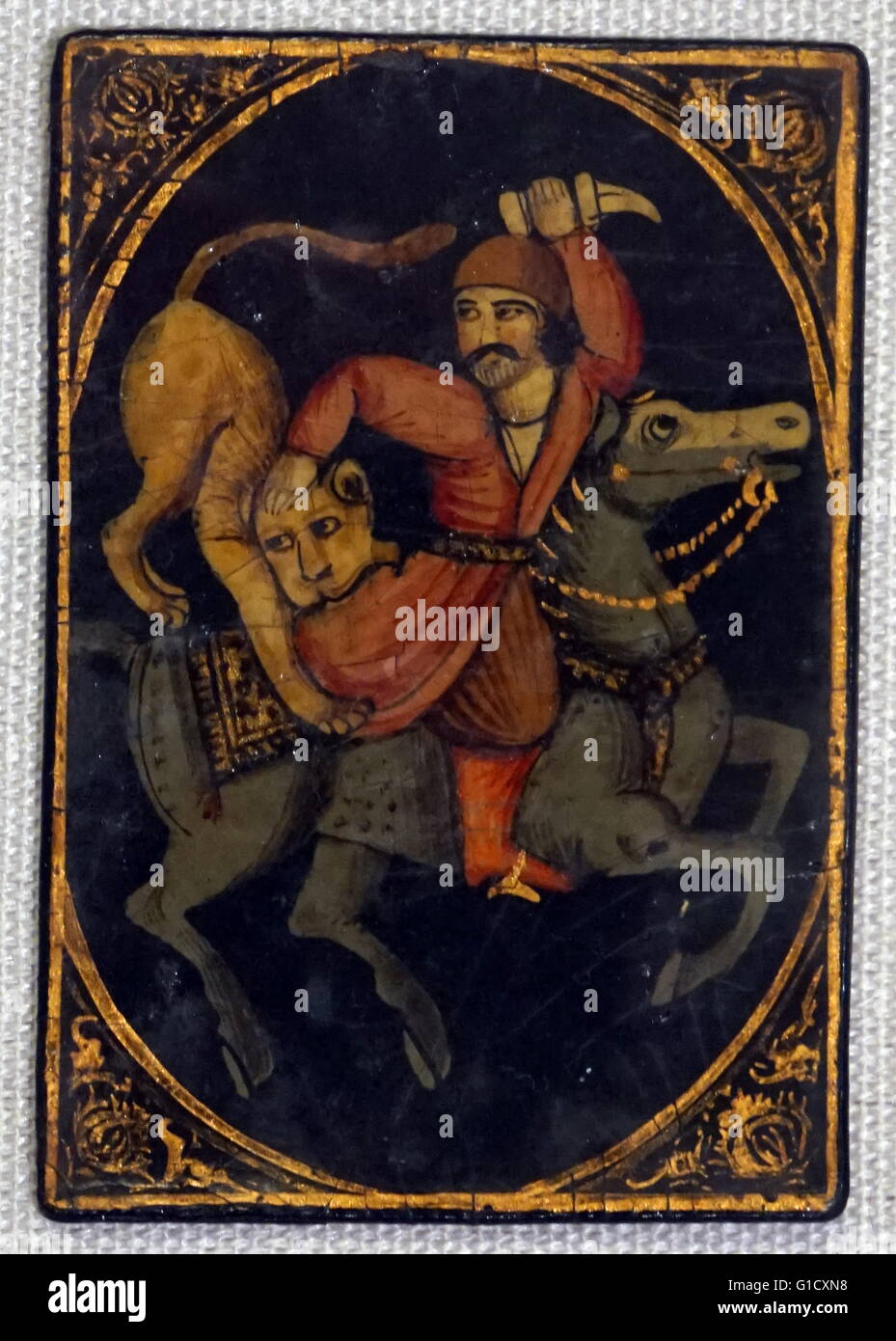 Carta da gioco dalla dinastia di Qajar. Datata del XIX secolo Foto Stock