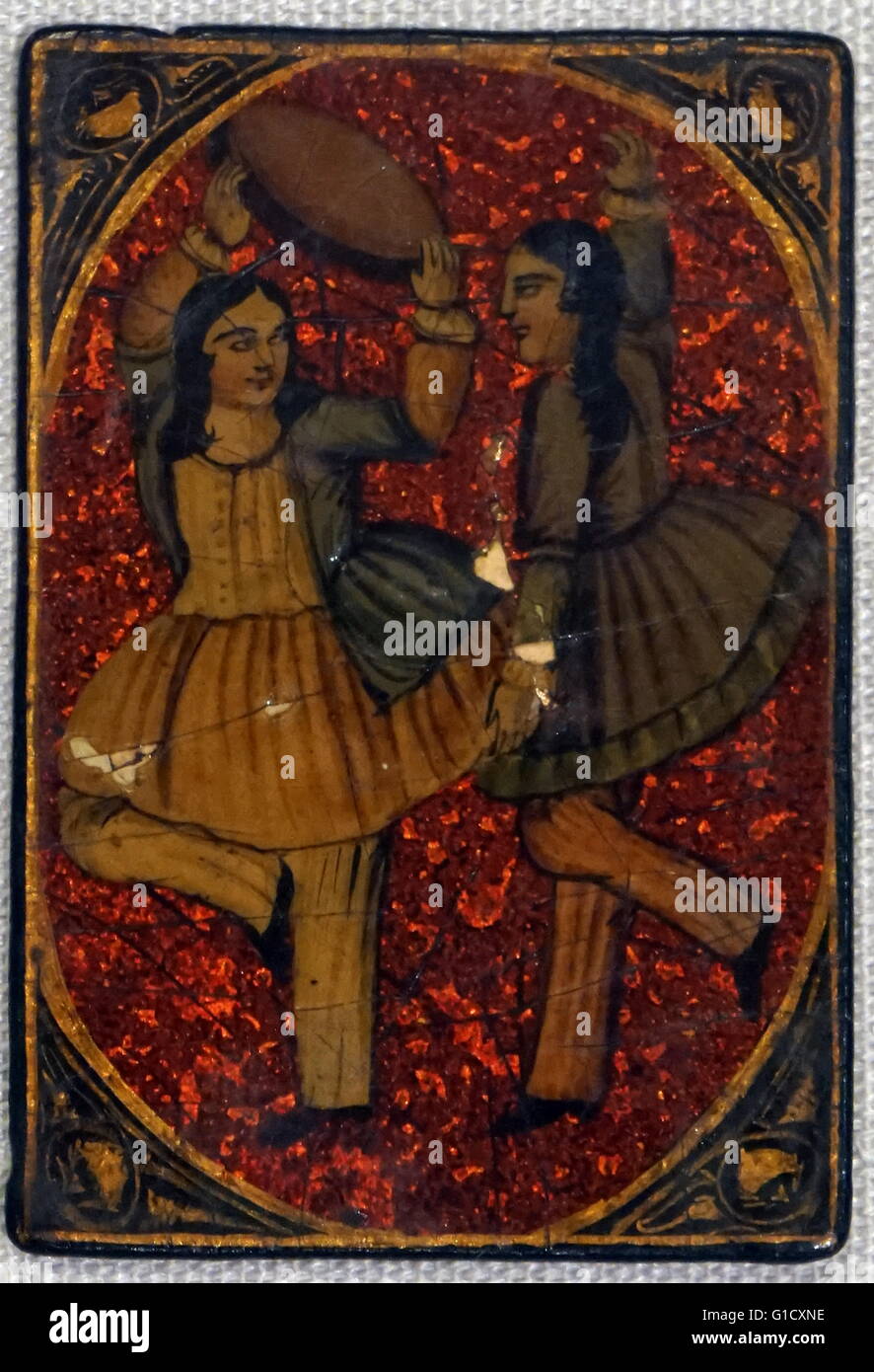 Carta da gioco dalla dinastia di Qajar. Datata del XIX secolo Foto Stock