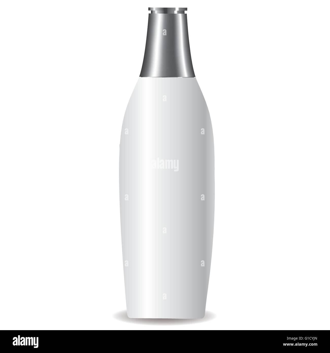 Lozione bianco bottiglia con un tappo argentato vettore completo Illustrazione Vettoriale