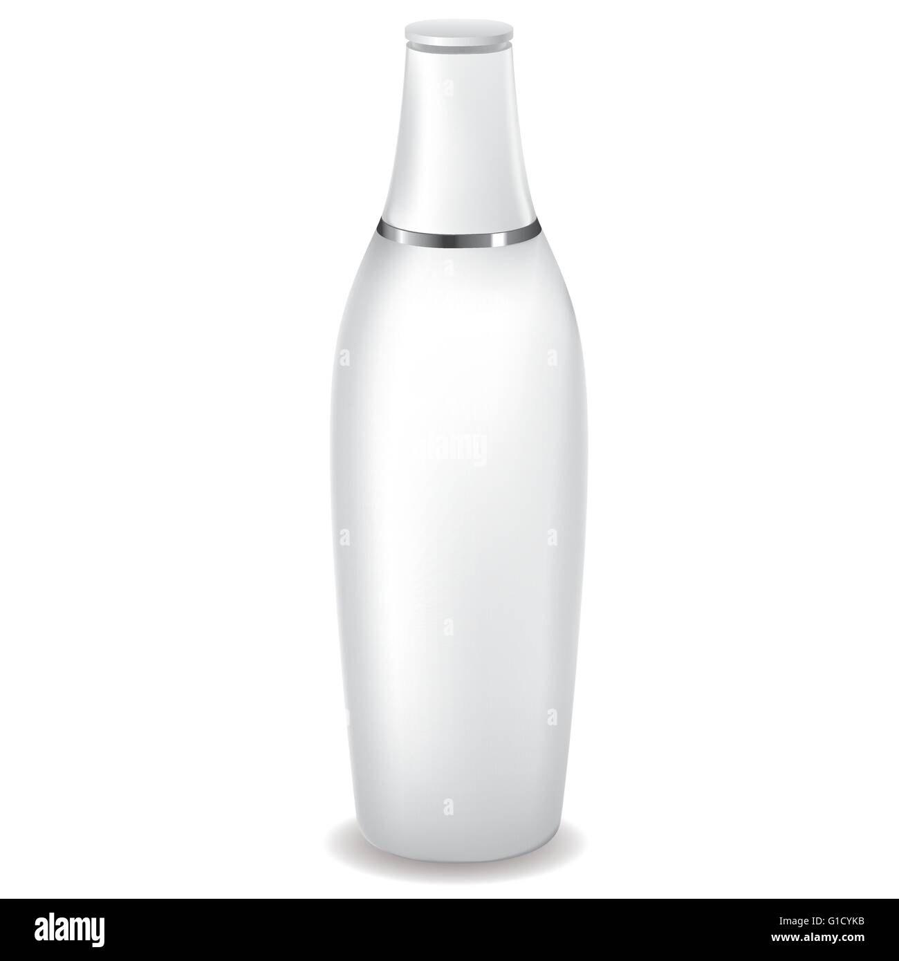 Lozione bianco bottiglia con un anello di argento vettore completo Illustrazione Vettoriale
