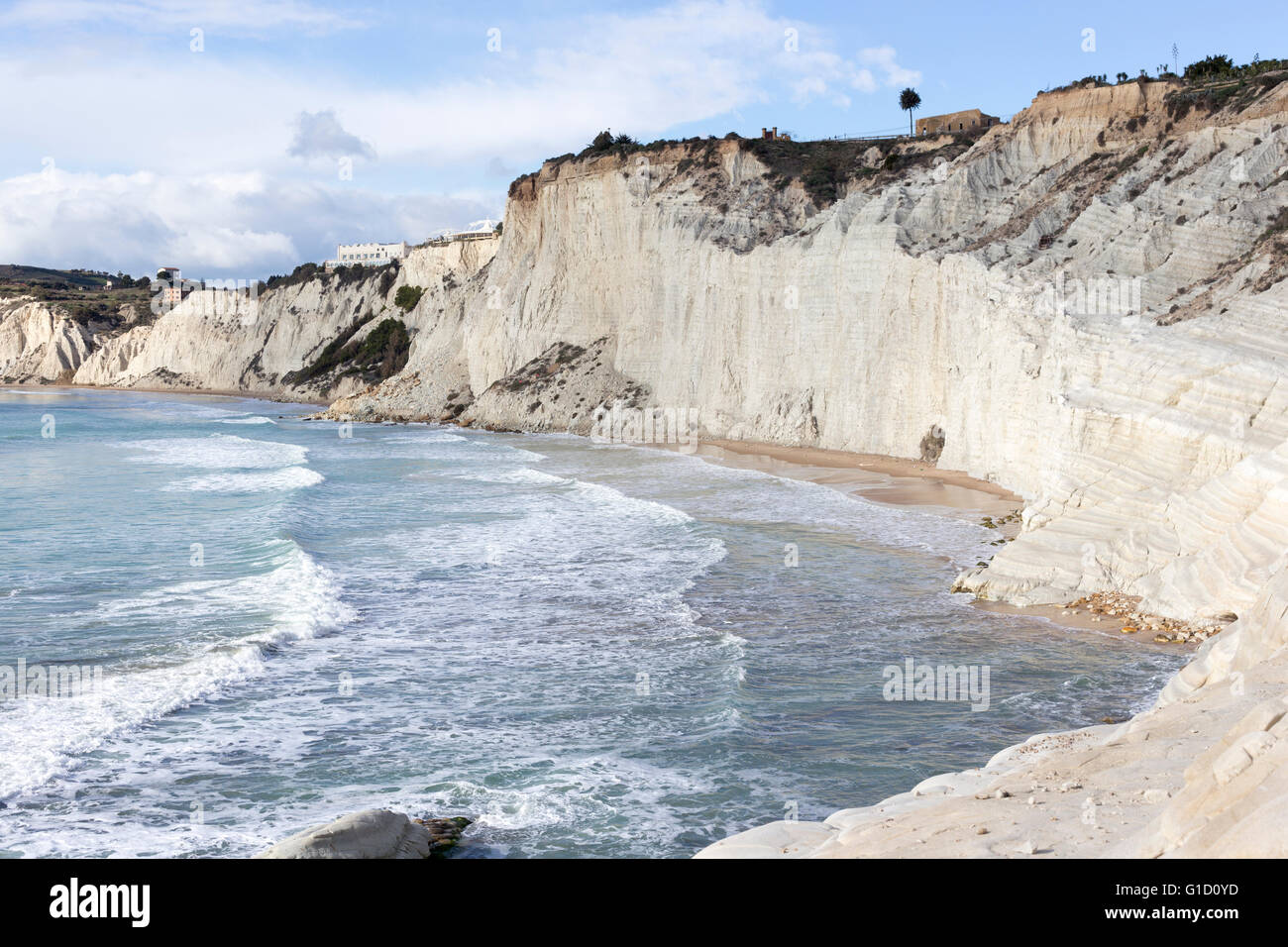 Bianca scogliera di Scala dei Turchi (Turco Scale) vicino a Agrigento, Sicilia Foto Stock