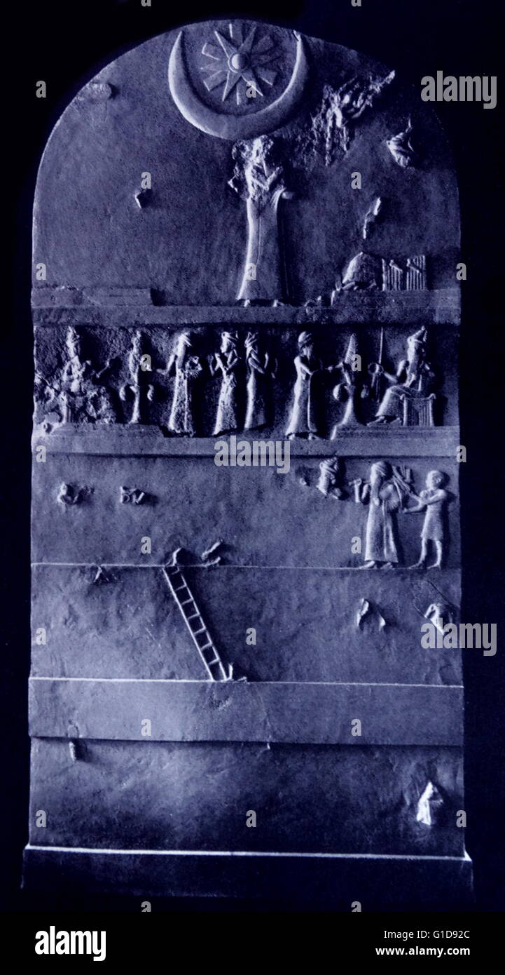 La stele Ur-Nammu c2000 BC. Ur-Nammu era il re della città stato di Ur nella antica Mesopotamia (Iraq meridionale) ha creato il più antico codice superstite chiamato codice di Ur-Nammu. Foto Stock