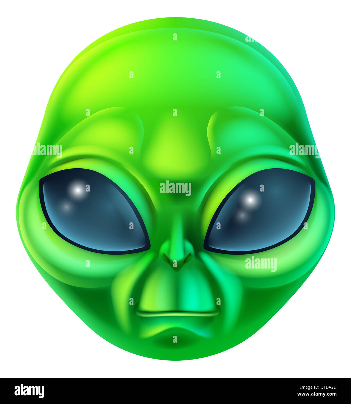 Un simpatico cartoon verde alien carattere extraterrestre Foto Stock