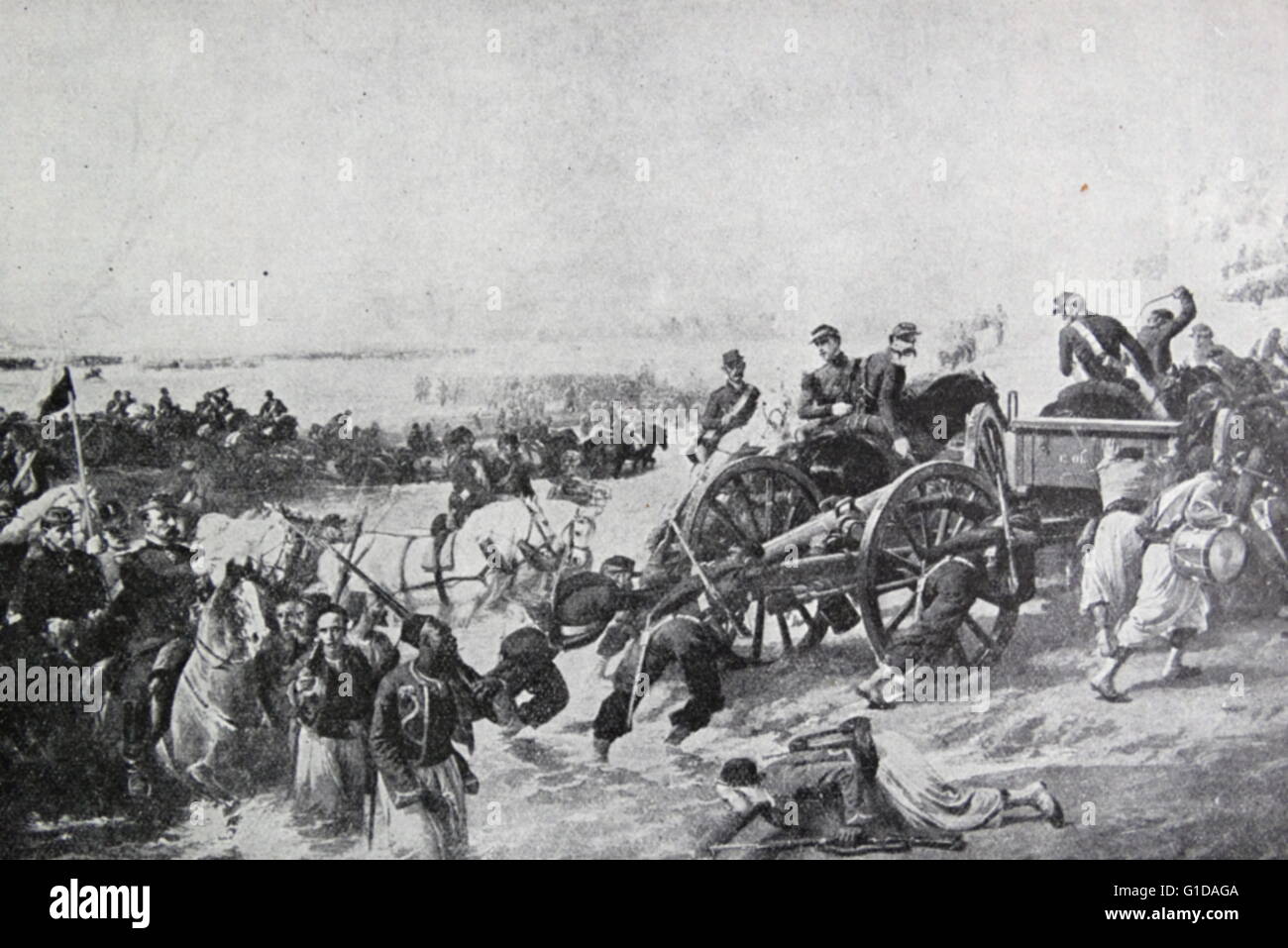 La battaglia del Alma (20 settembre 1854), che di solito è considerata la prima battaglia della Guerra di Crimea (1853-1856), ha avuto luogo appena a sud del fiume Alma in Crimea. Foto Stock