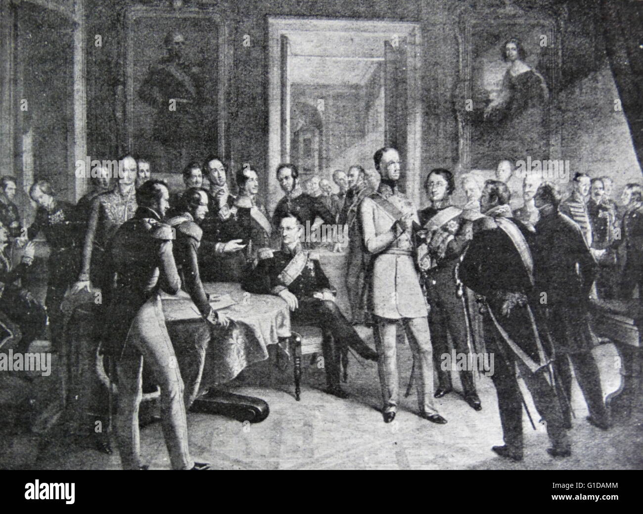 La Conferenza di Dresda (23 dicembre 1850 al 16 maggio 1851) ha avuto luogo dopo il prussiano umiliazione a la punteggiatura di Olmütz. Esso è stato in gran parte un esercizio sterile per risolvere i problemi di ordine costituzionale della Germania, ma ha affermato il riconoscimento prussiano della Confederazione tedesca Foto Stock