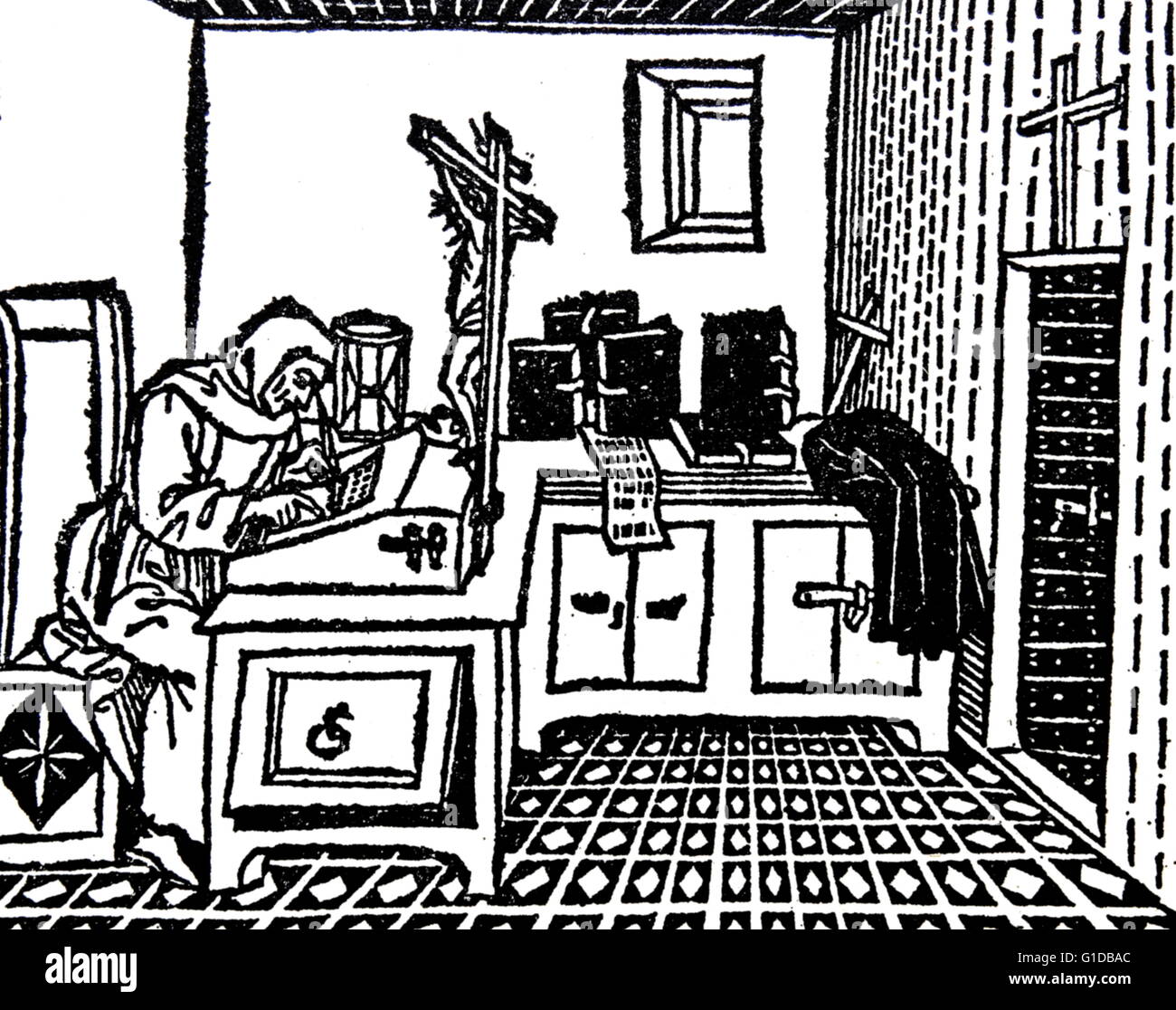 Xilografia di Girolamo Savonarola (1452-1498) un italiano di frate domenicano e predicatore attivo nella Firenze rinascimentale. Datata xv secolo Foto Stock